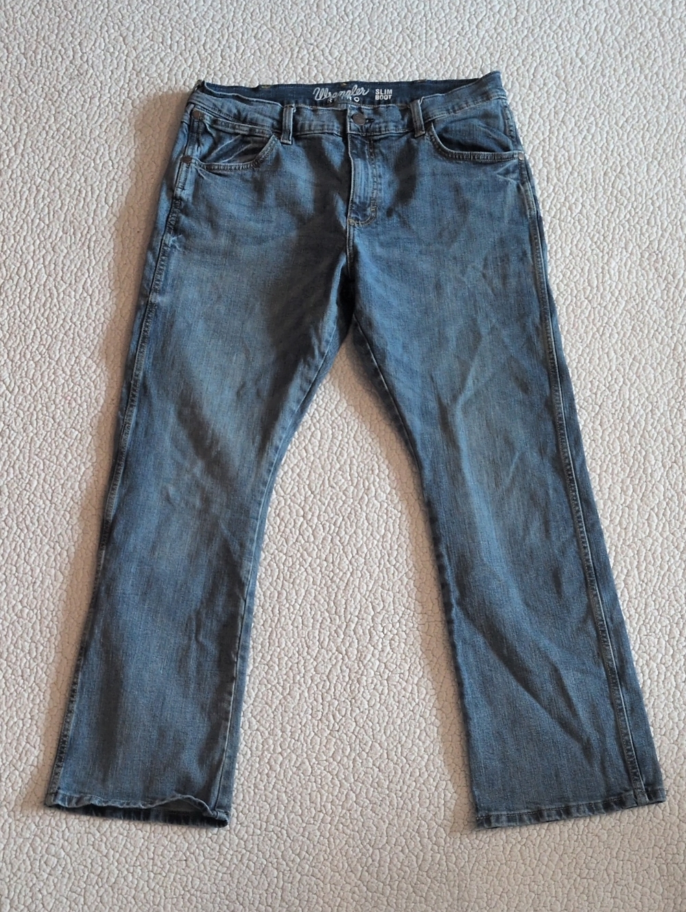 Wrangler Retro Slim Bootcut Distressed Acid Washed Cotton Blend Western Jeans